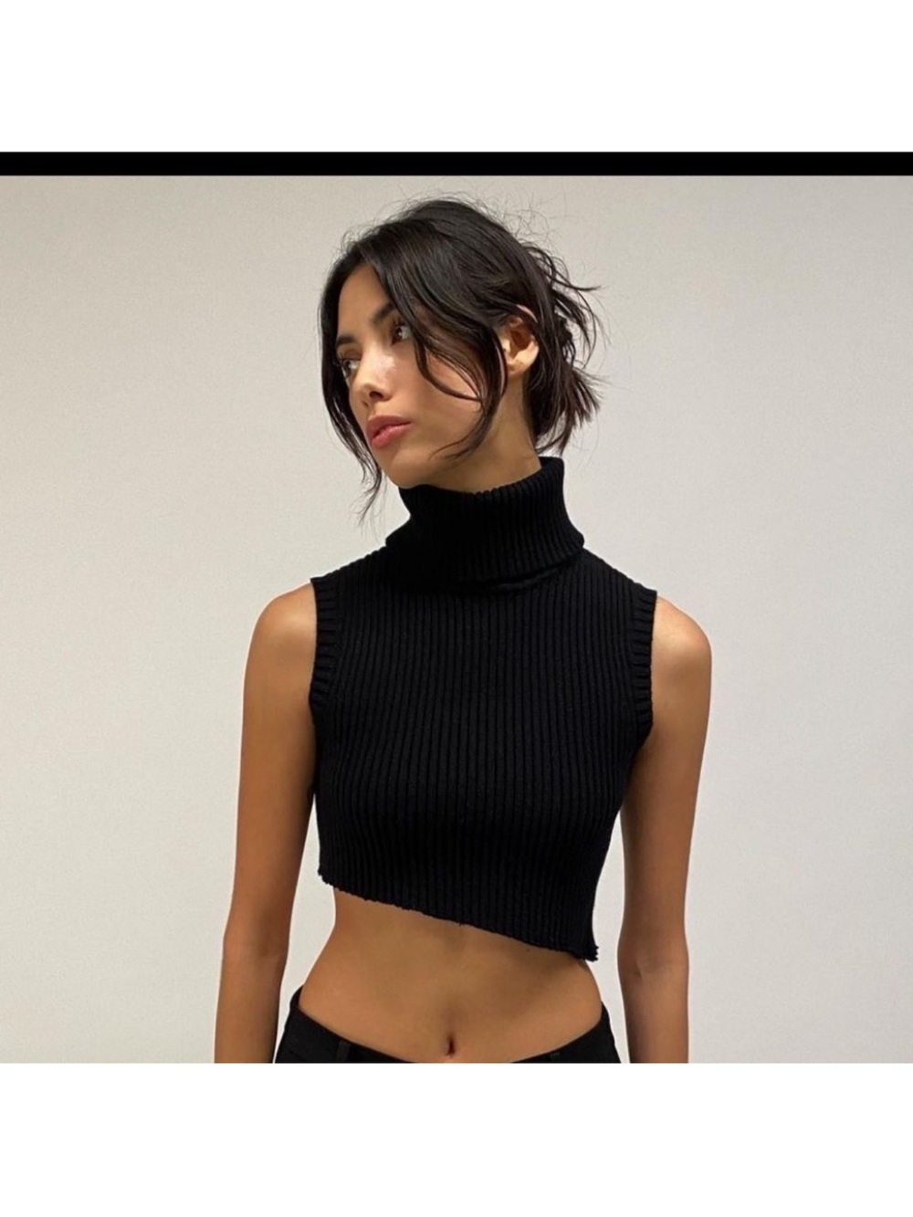 Danielle Guizio Asymmetrical Crop Sweater - Black